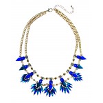 Peacock Jeweled Feather Bursts Necklace